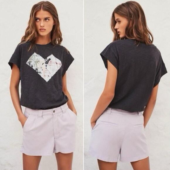 NWT Ba&Sh Prisme Flowing Shorts Purple Size L High Waisted Pleated Lyocell $185 - Picture 1 of 7
